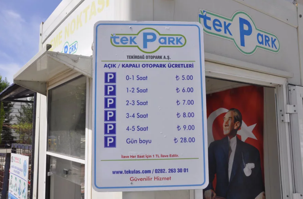Стоимость парковки автомобиля в Турции